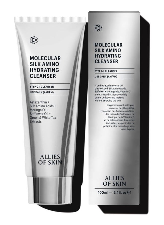 Molecular Silk Amino Hydrating Cleanser: Hyaluronic Acid, Ceramides, Safflower & Moringa Oils. Nourishes, Conditions & Repairs 100 ml/2.4 oz