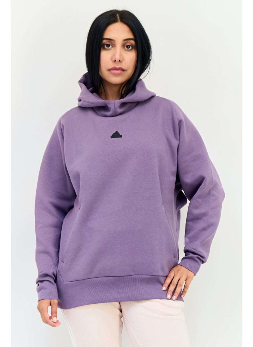 Women Sportswear Fit Long Sleeve Outdoor Hoodies, Purple