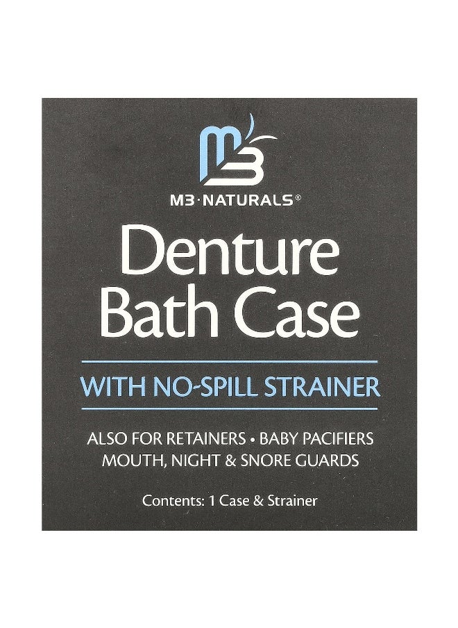 M3 Naturals, Denture Bath Case with No Spill Strainer, 1 Set