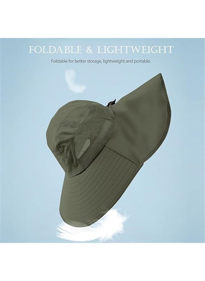 Travel Camping Adjustable Wide Brim Sun Hat，Sun Hat with Neck Flap,Protective Wide Brim Breathable Fishing Hiking Hats