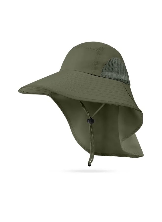 Travel Camping Adjustable Wide Brim Sun Hat，Sun Hat with Neck Flap,Protective Wide Brim Breathable Fishing Hiking Hats