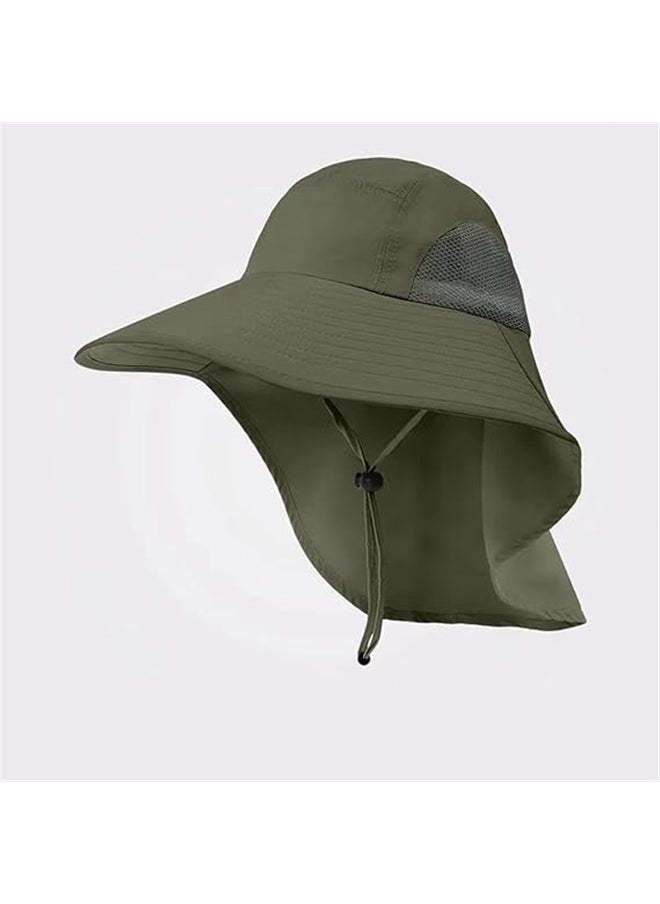 Travel Camping Adjustable Wide Brim Sun Hat，Sun Hat with Neck Flap,Protective Wide Brim Breathable Fishing Hiking Hats