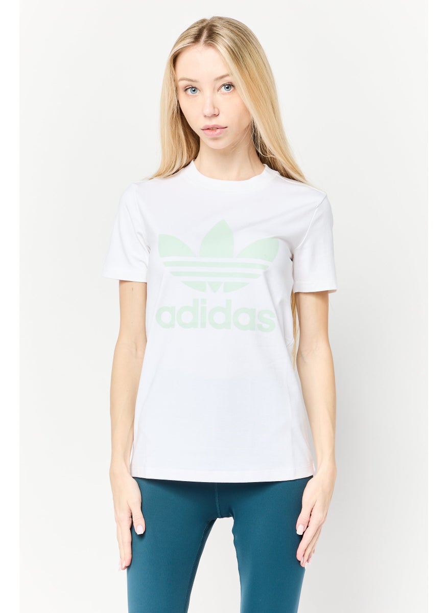 Women Sportswear Fit Short Sleeves Outdoor Top, White