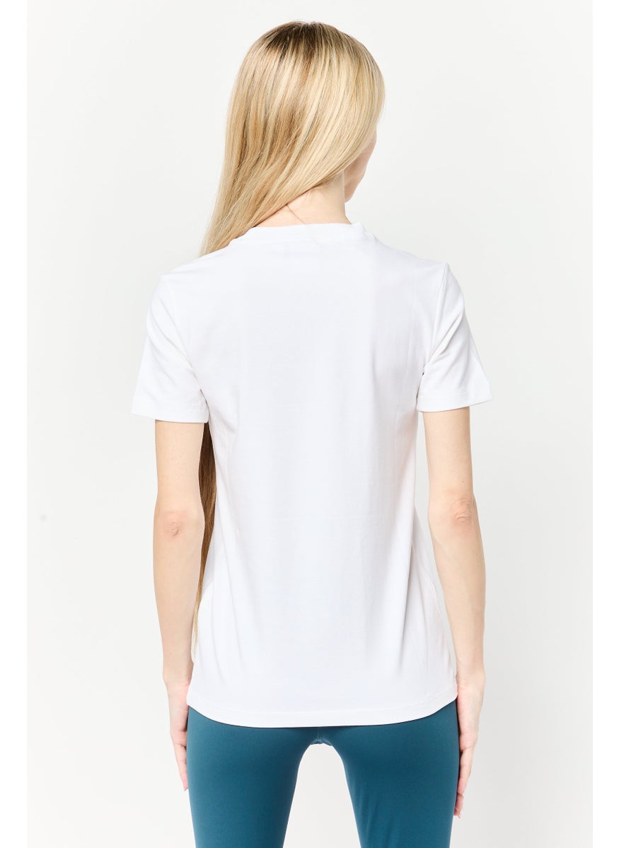 Women Sportswear Fit Short Sleeves Outdoor Top, White