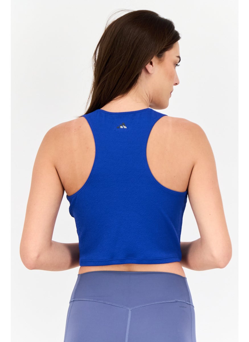 Women Slim Fit Sleeveless Training  Tank Top , Blue