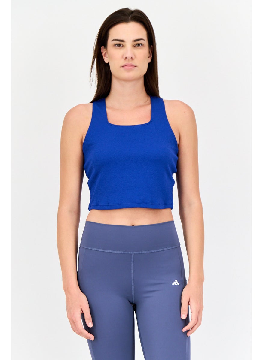 Women Slim Fit Sleeveless Training  Tank Top , Blue