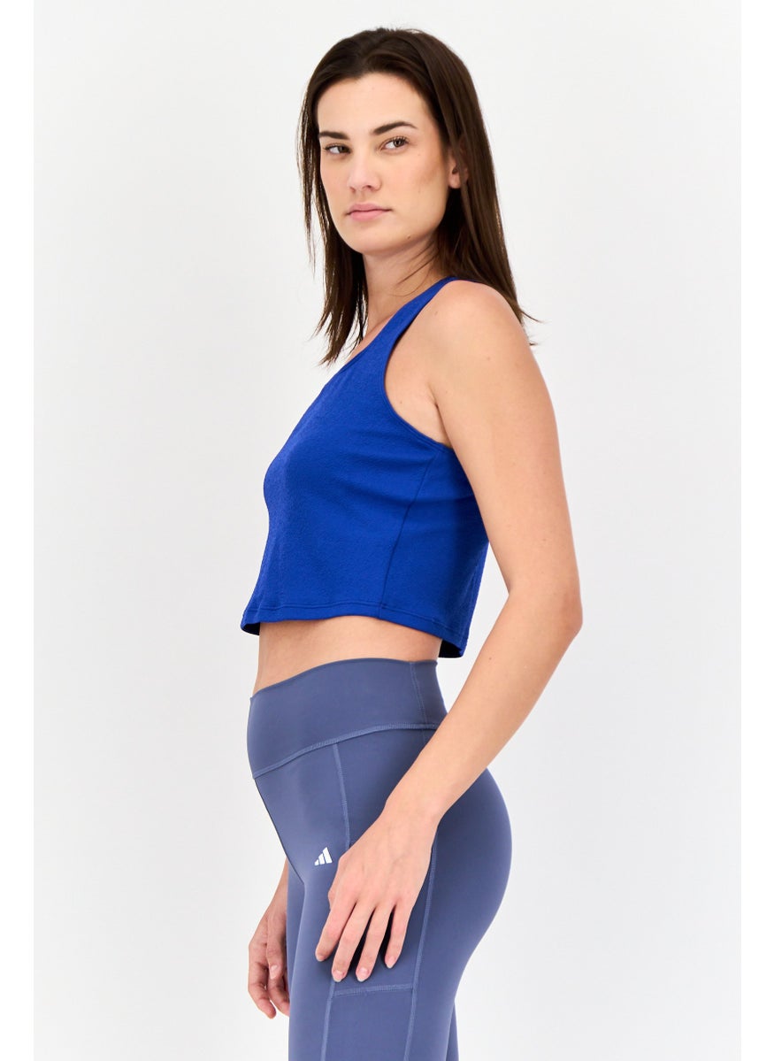 Women Slim Fit Sleeveless Training  Tank Top , Blue