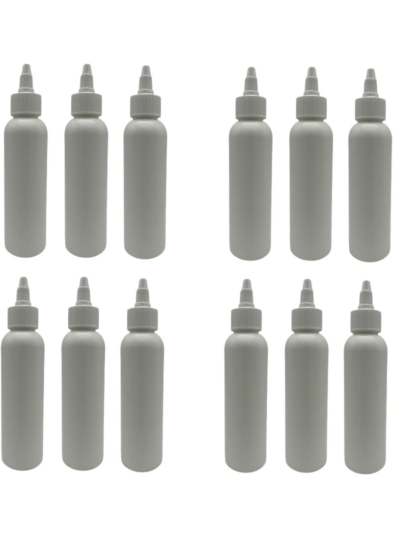 Natural Farms 4 oz White Cosmo Plastic Bottles -12 Pack Empty Bottle Refillable - BPA Free - Essential Oils - Aromatherapy | White Twist Top Caps - Made in the USA