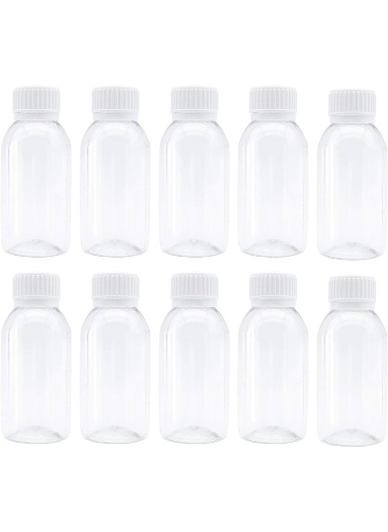 TRENDBOX Pack of 10-100ml Clear Empty PET Mini Storage 100ml/100g/100cc Bottles Hard Plastic Durable Turn Screw Cover Cap Round Filling Liquid Rhinestones Water Container