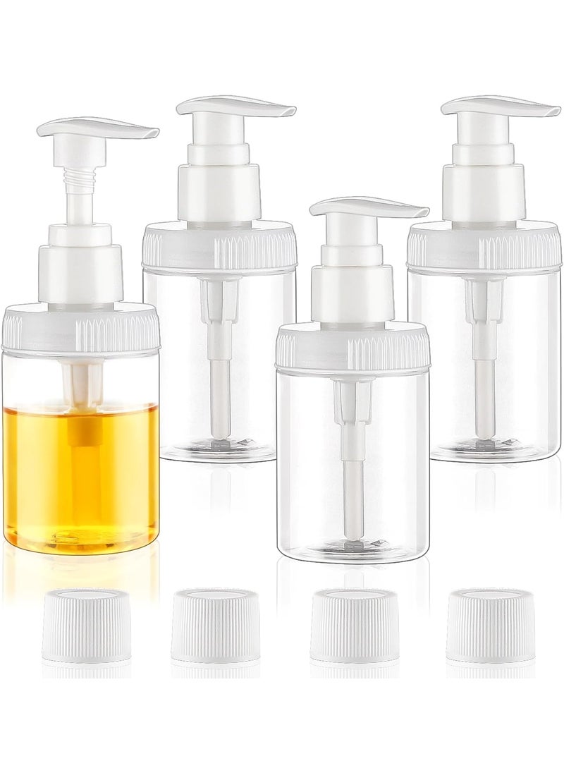 Cosywell Pump Bottle Dispenser 4oz/120ml 4 Pack Plastic Lotion Dispenser Wide Mouth Jar Style Empty Refillable Bathroom Shower Containers for Shampoo Conditioner Body Wash(Clear)