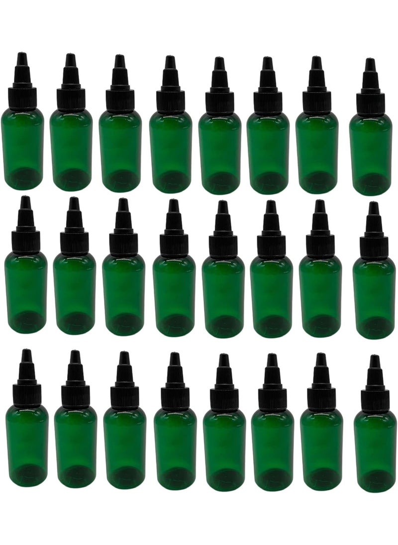 Natural Farms 2 oz Green Boston Bottles - 24 Pack Black Twist Open-Close Cap