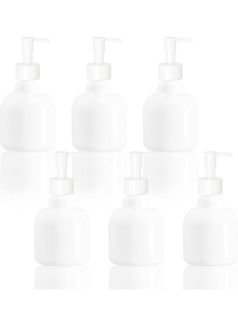 Youngever 6 Pack Plastic Pump Bottles 8 Ounce, Refillable Plastic Pump Bottles with Travel Lock (White)