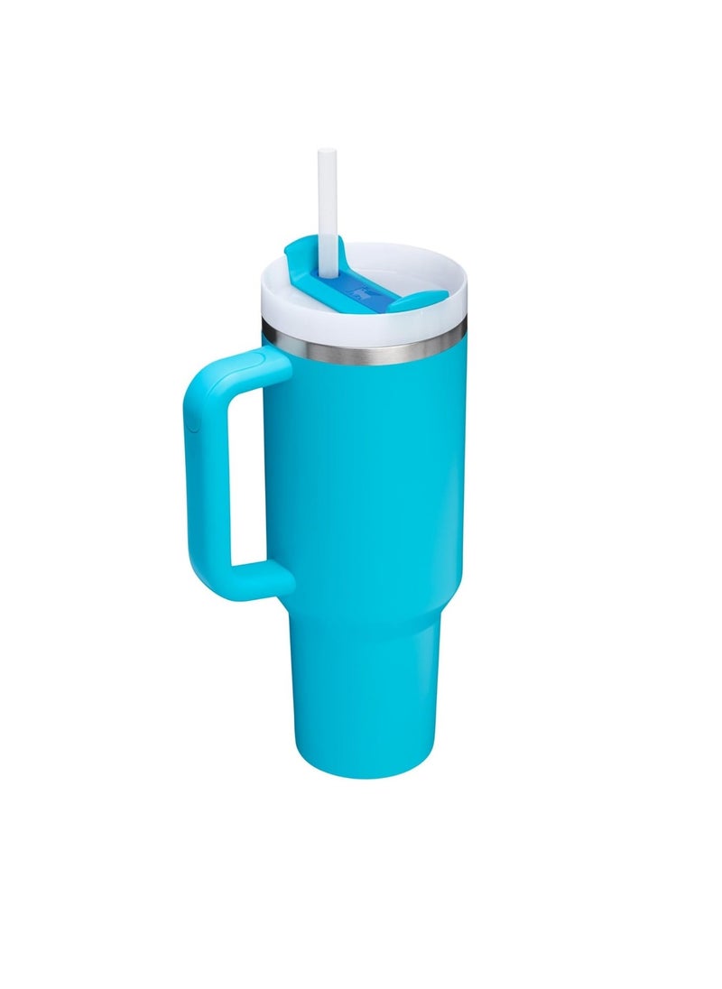 Stanley Quencher H2.0 Flowstate Stainless Steel Vacuum Insulated Tumbler with Lid and Straw for Water, Iced Tea or Coffee, Smoothie and More, (Pool Blue) - 40oz
