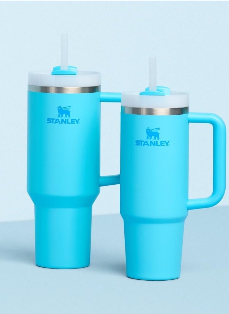Stanley Quencher H2.0 Flowstate Stainless Steel Vacuum Insulated Tumbler with Lid and Straw for Water, Iced Tea or Coffee, Smoothie and More, (Pool Blue) - 40oz
