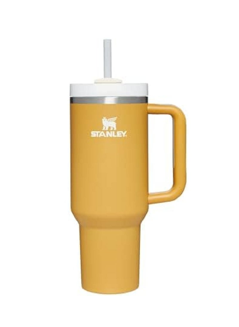 H2.0 FlowState Stainless Steel Vacuum Insulated Tumbler with Lid and Straw for Water, Iced Tea or Coffee, Smoothie and More, Yellow Glow, 40 oz