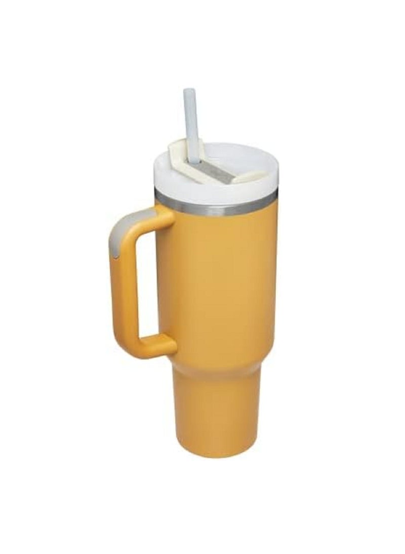 H2.0 FlowState Stainless Steel Vacuum Insulated Tumbler with Lid and Straw for Water, Iced Tea or Coffee, Smoothie and More, Yellow Glow, 40 oz