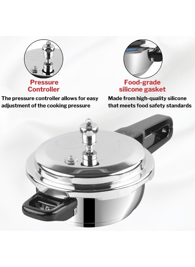 18/8 Stainless Steel Pressure Cooker 2 Litres