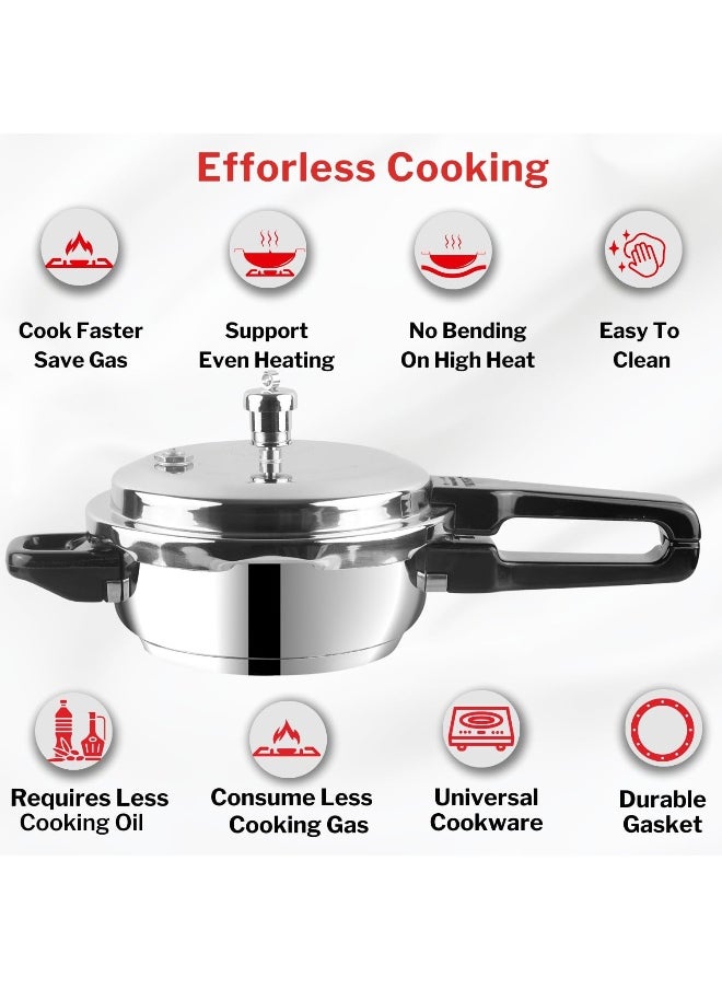 18/8 Stainless Steel Pressure Cooker 2 Litres