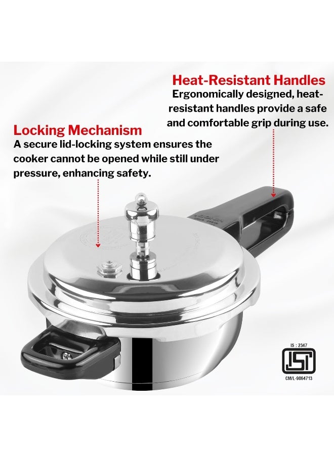 18/8 Stainless Steel Pressure Cooker 2 Litres