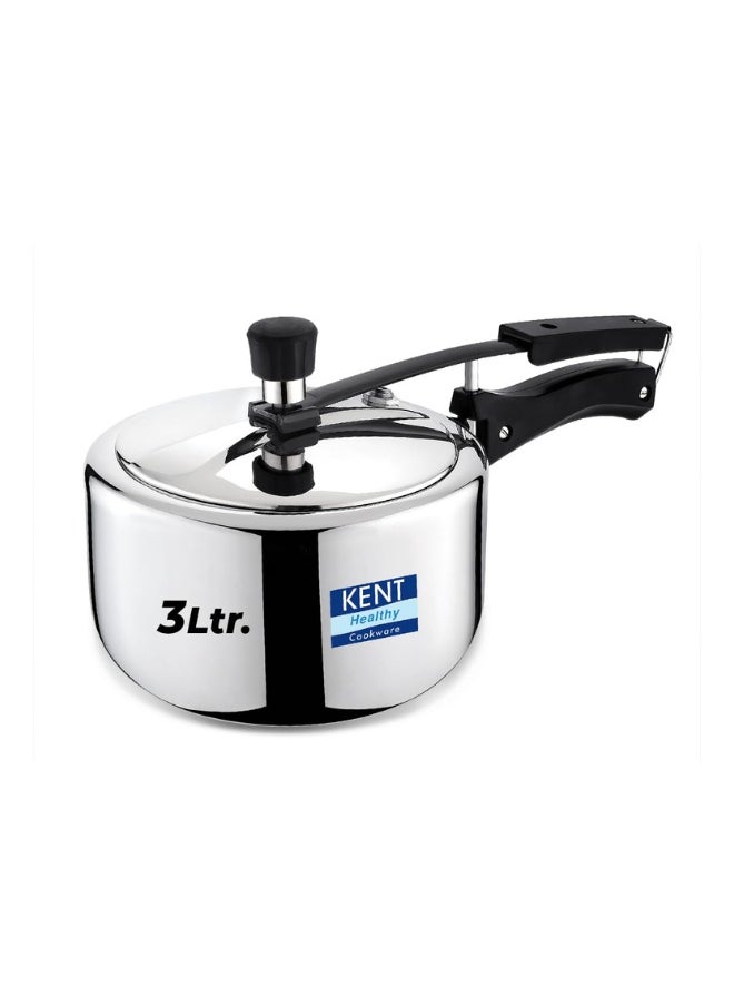 3 LitersLiters KENT Triply Stainless Steel Inner-Lid Pressure Cooker – 3L | Durable, Induction & Gas Compatible | Safe, Fast Cooking | Rust-Resistant silver
