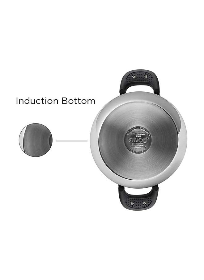 Vinod Durban Stainless Steel Kadhai with Glass Lid 3.7 Litre (26 cm) | 6.2mm Thick | Kadhai for Deep Frying | Induction and Gas Base| 2 Year Warranty - Silver