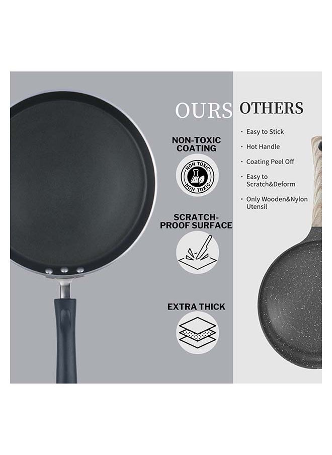 Vinod Zest Aluminium Non Stick Dosa Omni Tawa - 28cm | 4mm Extra Thick | 3 Layer Ceramic Coat | Bakelite Handle | Toxin Free | Gas Base - 1 Year Warranty