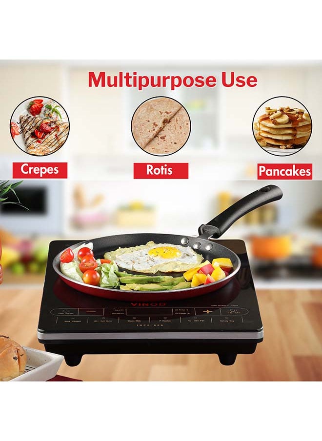Vinod Zest Aluminium Non Stick Dosa Omni Tawa - 28cm | 4mm Extra Thick | 3 Layer Ceramic Coat | Bakelite Handle | Toxin Free | Gas Base - 1 Year Warranty