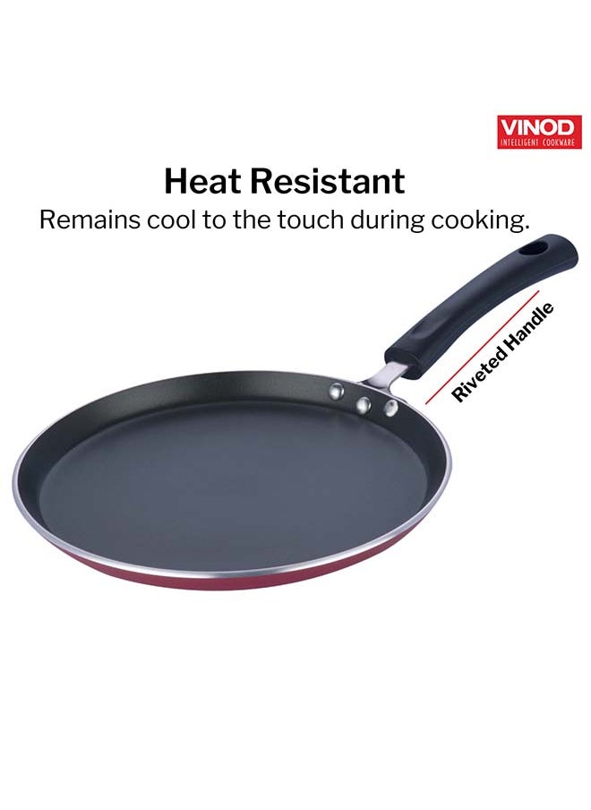 Vinod Zest Aluminium Non Stick Dosa Omni Tawa - 28cm | 4mm Extra Thick | 3 Layer Ceramic Coat | Bakelite Handle | Toxin Free | Gas Base - 1 Year Warranty