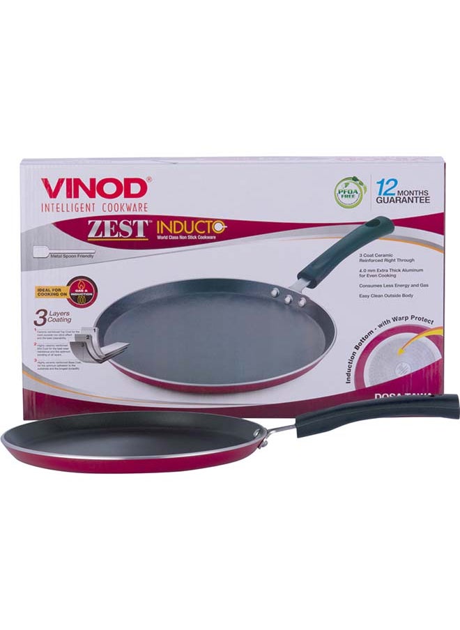 Vinod Zest Aluminium Non Stick Dosa Omni Tawa - 28cm | 4mm Extra Thick | 3 Layer Ceramic Coat | Bakelite Handle | Toxin Free | Gas Base - 1 Year Warranty