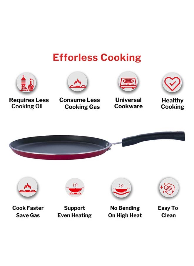 Vinod Zest Aluminium Non Stick Dosa Omni Tawa - 28cm | 4mm Extra Thick | 3 Layer Ceramic Coat | Bakelite Handle | Toxin Free | Gas Base - 1 Year Warranty