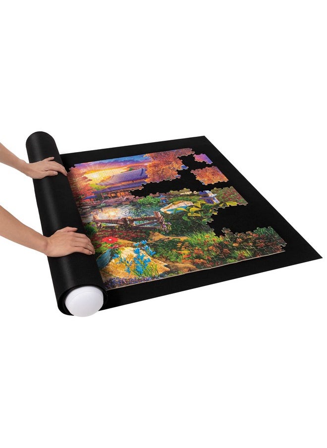 Becko US 3000 Piece Puzzle Mat Roll Up with Drawstring Bag & Black Pump, Jigsaw Felt Mat with Anti-Leak Tube & 3 Elastic Bands for Easy Storage, Portable Puzzle Keeper for 3000 2000 1500 1000 Pieces