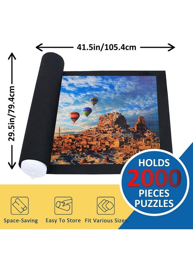 Puzzle Mat Roll Up Puzzles Board for Jigsaw Up to 2000, 1500, 1000, 500 Pieces Large Portable Table Saver Mats Puzzle Keeper Cover with Sorter Trays Storage Bag Kit Holder Organizer Pad for Adults Kid