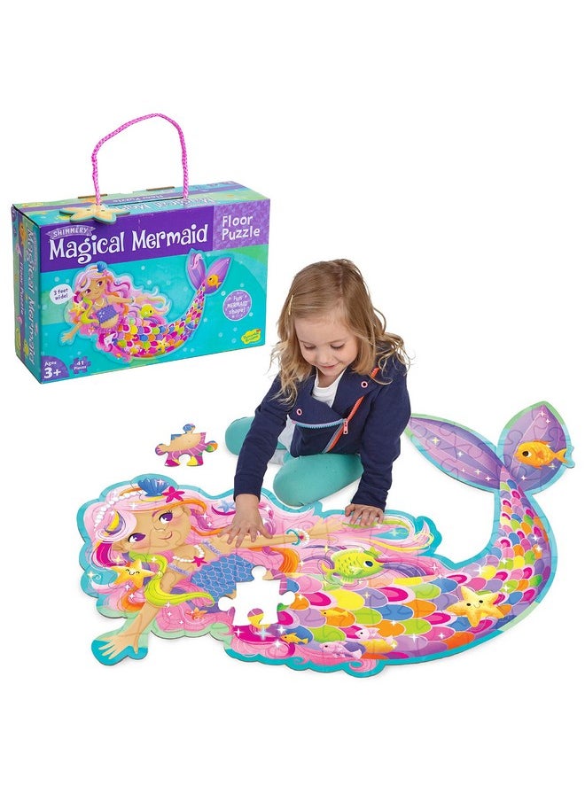 Peaceable Kingdom Shimmery Magical Mermaid Floor Puzzle