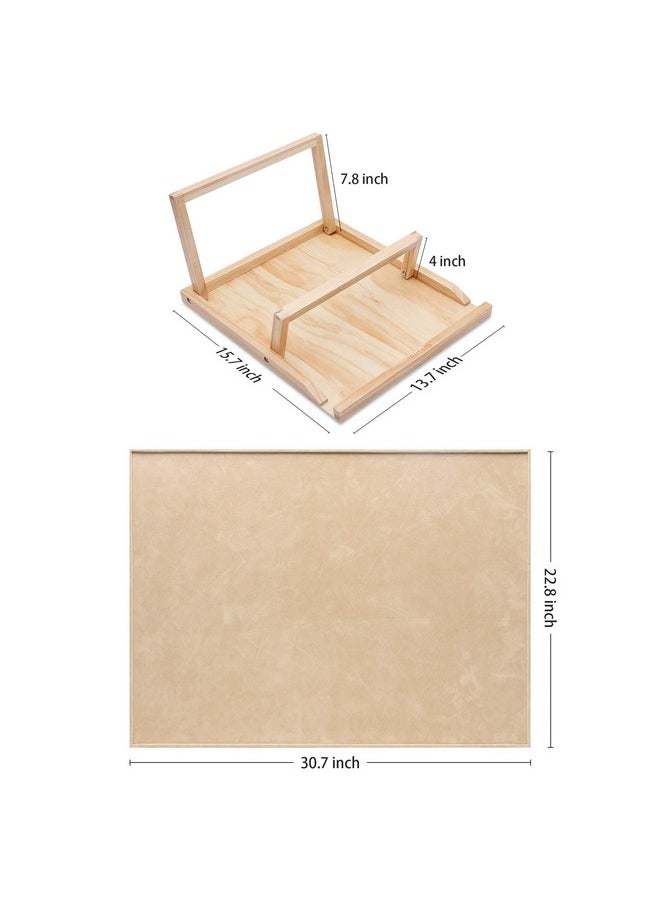 Becko US Puzzle Board with 2 Angle Adjustable Bracket/Stand, Wooden Puzzle Table with Premium Smooth Flannel Surface, Lightweight & Portable, Used Horizontally/Vertically for 1000 Piece Jigsaw Puzzles
