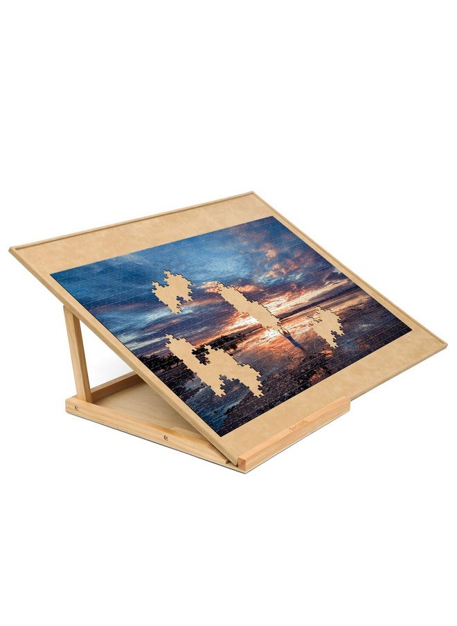 Becko US Puzzle Board with 2 Angle Adjustable Bracket/Stand, Wooden Puzzle Table with Premium Smooth Flannel Surface, Lightweight & Portable, Used Horizontally/Vertically for 1000 Piece Jigsaw Puzzles