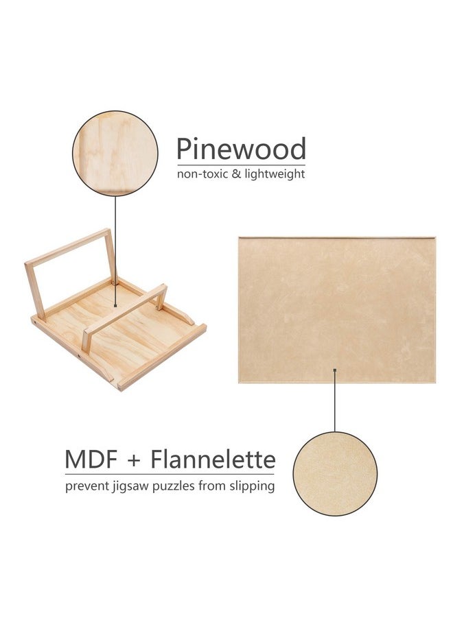 Becko US Puzzle Board with 2 Angle Adjustable Bracket/Stand, Wooden Puzzle Table with Premium Smooth Flannel Surface, Lightweight & Portable, Used Horizontally/Vertically for 1000 Piece Jigsaw Puzzles