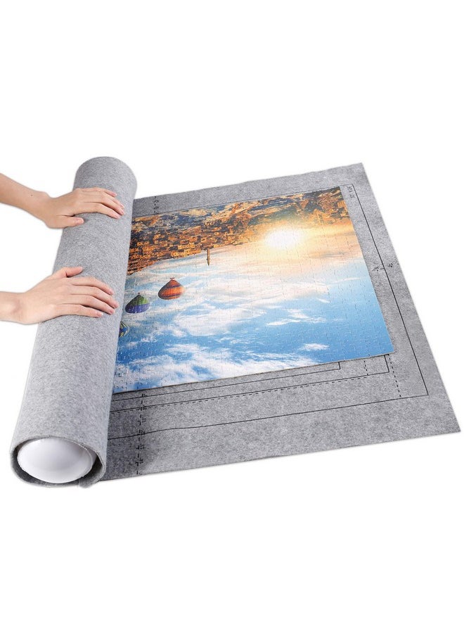 Jigsaw Puzzle Mat Roll Up - 3000 Pieces Large Gray Puzzles Saver Board for Adults Kids, Storage and Transport Keeper Saver Accessories Table Portable Holder Organizer Board Pad Gifts (Gray)