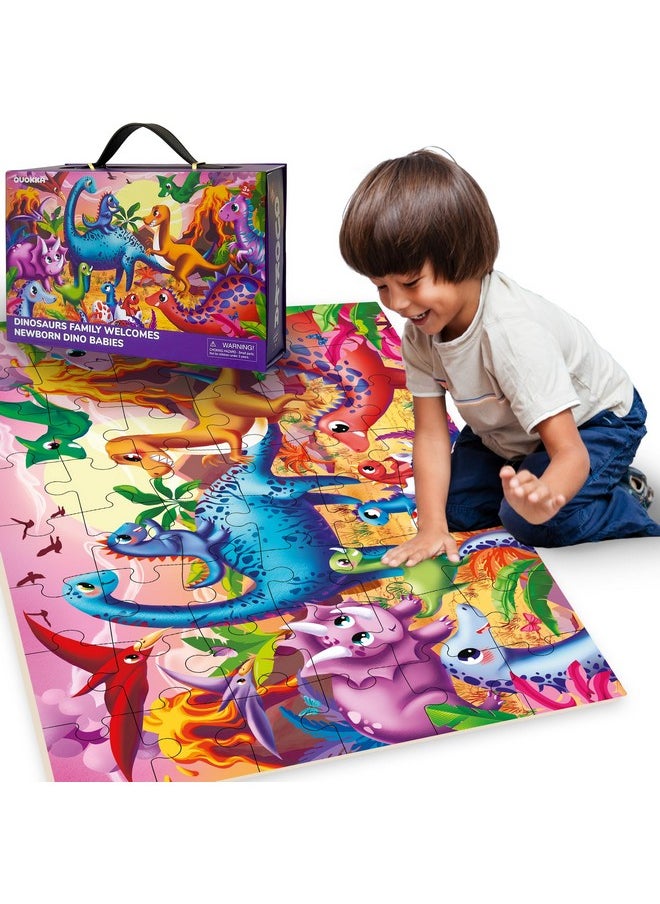 QUOKKA Giant Floor Puzzles for Kids Ages 4-6 - 2x3 Feet 48 Piece Puzzles for Toddlers 3-5 - Large Educational Kids Puzzles Ages 2-4 - Dinos Activity Game for Boys and Girls - Premier Gift