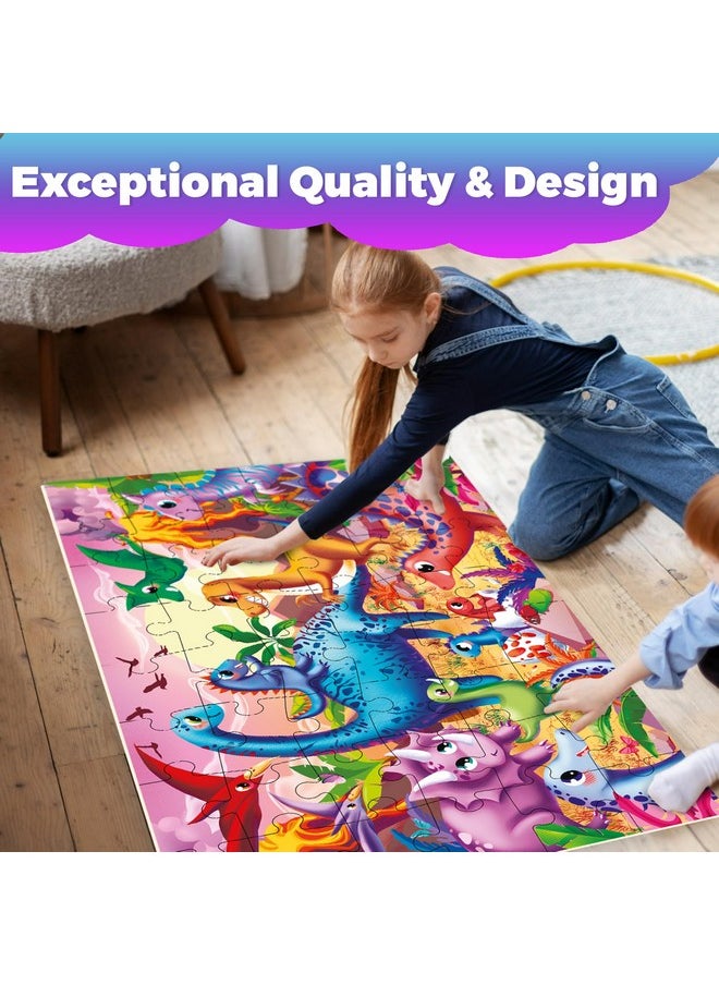 QUOKKA Giant Floor Puzzles for Kids Ages 4-6 - 2x3 Feet 48 Piece Puzzles for Toddlers 3-5 - Large Educational Kids Puzzles Ages 2-4 - Dinos Activity Game for Boys and Girls - Premier Gift