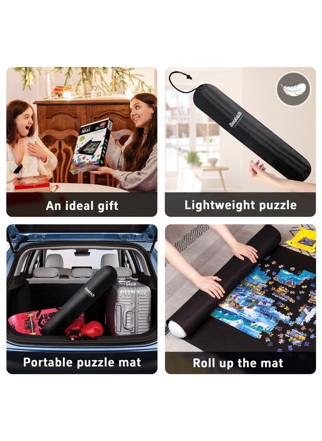 Becko US 2000 Piece Puzzle Mat Roll Up with 6 Sorting Trays & Storage Bag & Black Pump, Jigsaw Felt Mat for Easy Transport & Storage, Portable Puzzle Saver for 2000 1500 1000 500 Pieces Jigsaw Puzzles