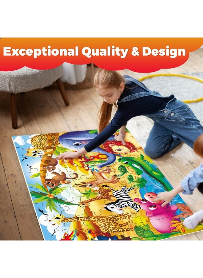 QUOKKA Giant Floor Puzzles for Kids Ages 3-5 - 2x3 Feet 48 Piece Puzzles for Kids Ages 4-8 - Educational Toys on Large Puzzles for Boys and Girls Ages 3-5 - Africa Toy Gift Activities
