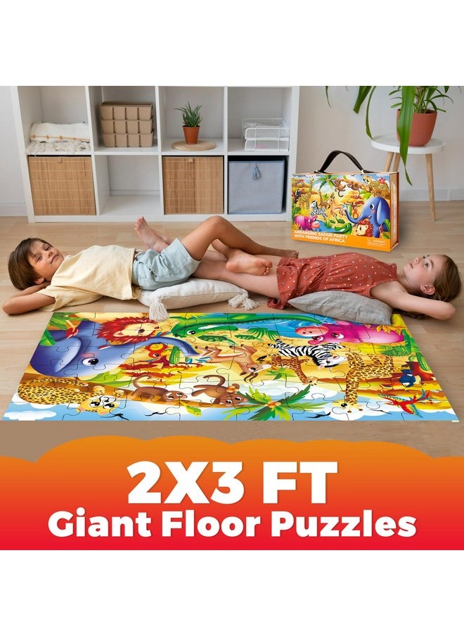 QUOKKA Giant Floor Puzzles for Kids Ages 3-5 - 2x3 Feet 48 Piece Puzzles for Kids Ages 4-8 - Educational Toys on Large Puzzles for Boys and Girls Ages 3-5 - Africa Toy Gift Activities