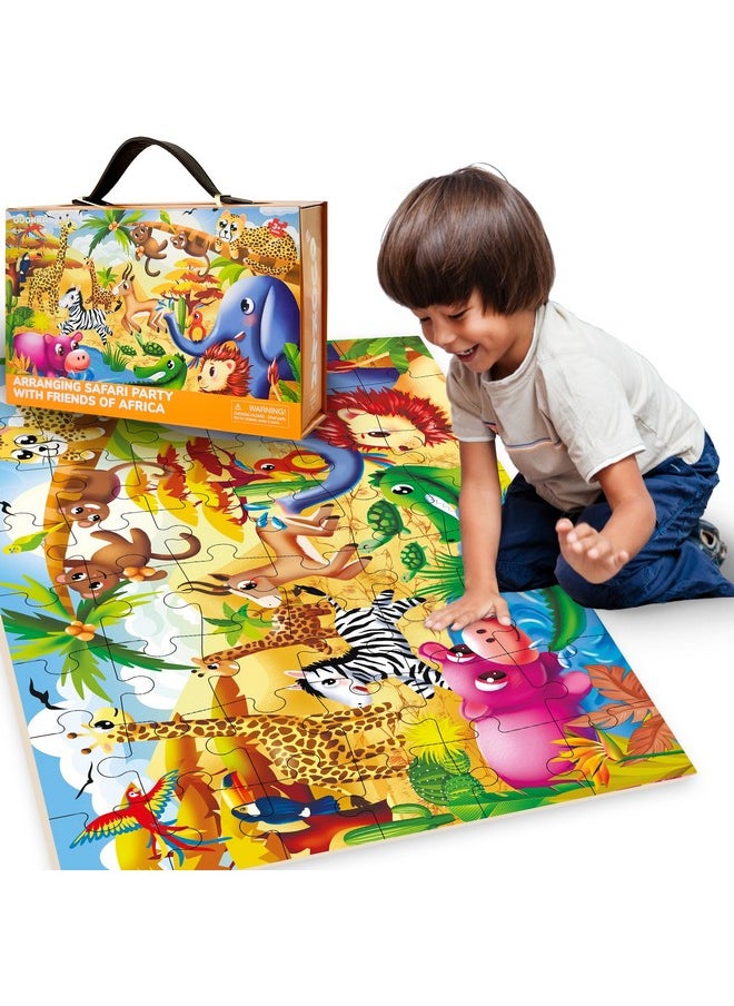 QUOKKA Giant Floor Puzzles for Kids Ages 3-5 - 2x3 Feet 48 Piece Puzzles for Kids Ages 4-8 - Educational Toys on Large Puzzles for Boys and Girls Ages 3-5 - Africa Toy Gift Activities
