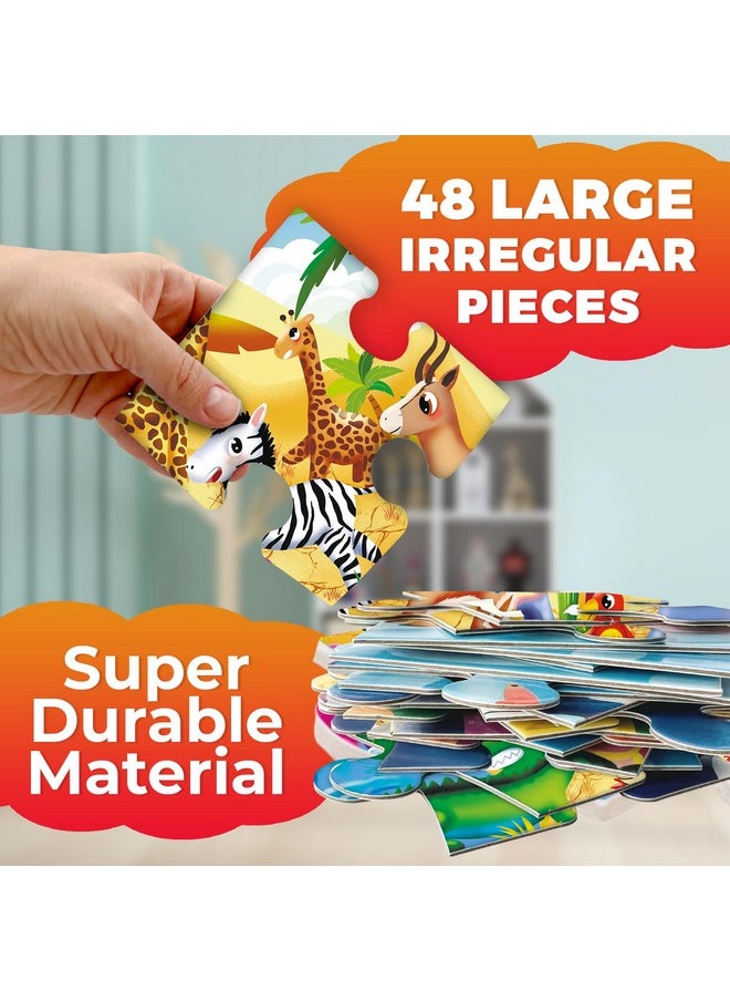 QUOKKA Giant Floor Puzzles for Kids Ages 3-5 - 2x3 Feet 48 Piece Puzzles for Kids Ages 4-8 - Educational Toys on Large Puzzles for Boys and Girls Ages 3-5 - Africa Toy Gift Activities