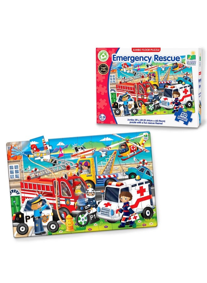 The Learning Journey: Jumbo Floor Puzzles - Emergency Rescue - Extra Large Puzzle Measures 3 ft by 2 ft - Preschool Toys & Gifts for Boys & Girls Ages 3 and Up