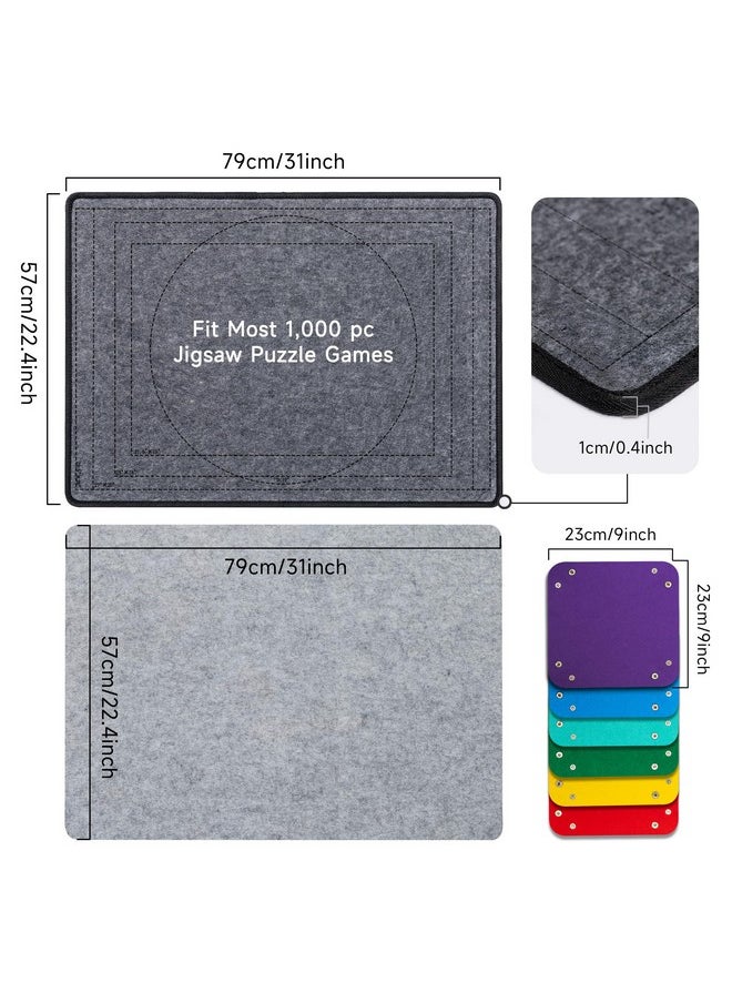 Becko US Jigsaw Puzzle Board with 6 Sorting Trays & Felt Cover, Foldable Puzzle Mat with Auxiliary Lines for Puzzle Storage Saver, Lightweight & Portable, for 1000 750 500 Piece Jigsaws Puzzles