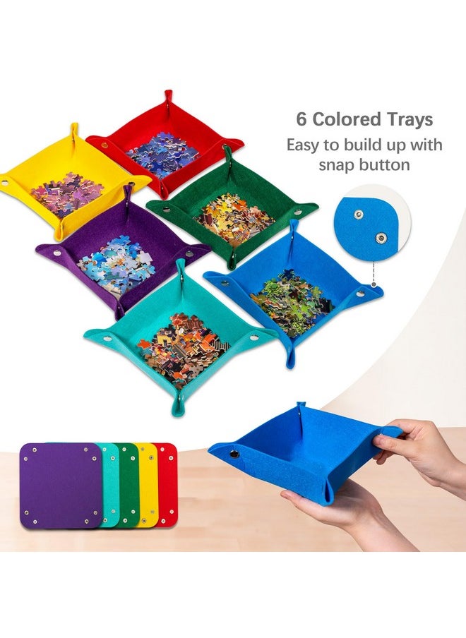 Becko US Jigsaw Puzzle Board with 6 Sorting Trays & Felt Cover, Foldable Puzzle Mat with Auxiliary Lines for Puzzle Storage Saver, Lightweight & Portable, for 1000 750 500 Piece Jigsaws Puzzles