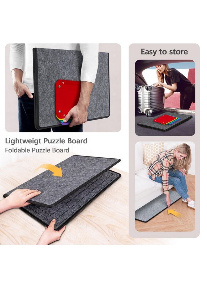 Becko US Jigsaw Puzzle Board with 6 Sorting Trays & Felt Cover, Foldable Puzzle Mat with Auxiliary Lines for Puzzle Storage Saver, Lightweight & Portable, for 1000 750 500 Piece Jigsaws Puzzles