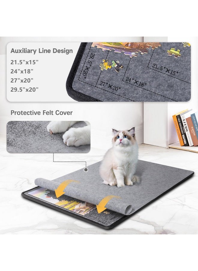 Becko US Jigsaw Puzzle Board with 6 Sorting Trays & Felt Cover, Foldable Puzzle Mat with Auxiliary Lines for Puzzle Storage Saver, Lightweight & Portable, for 1000 750 500 Piece Jigsaws Puzzles