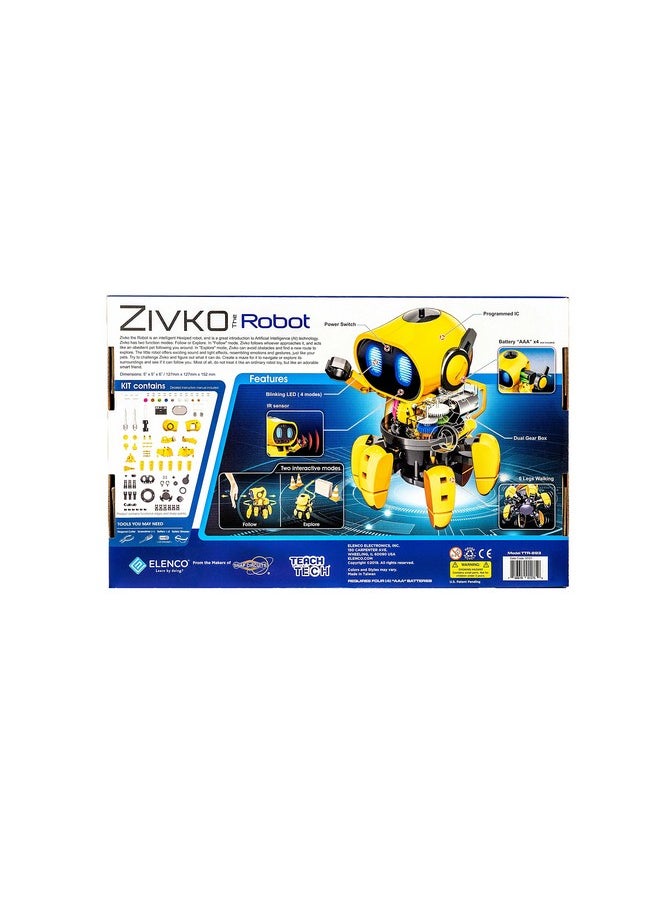 Elenco Teach Tech “Zivko The Robot”, Interactive A/I Capable Robot with Infrared Sensor, STEM Learning Toys for Kids 10+, includes Assembly Parts